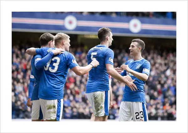 Rangers: Lee Wallace's Epic Goal Celebration in the Ladbrokes Premiership at Ibrox Stadium