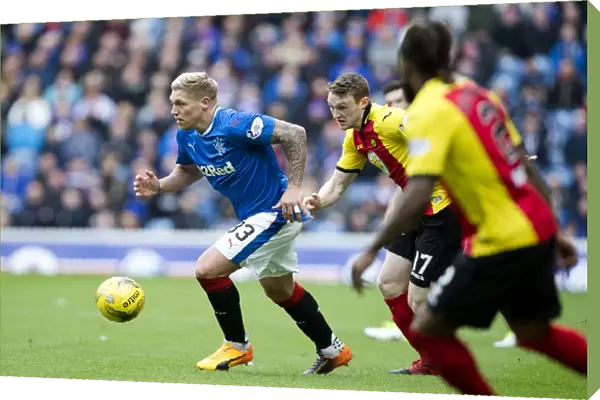 Rangers Waghorn Outmaneuvers Keown at Ibrox: Thrilling Moment from Ladbrokes Premiership Clash