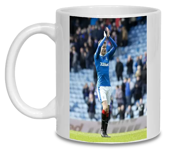 Rangers Andy Halliday Celebrates with Fans: Triumphant Scottish Cup Victory at Ibrox Stadium