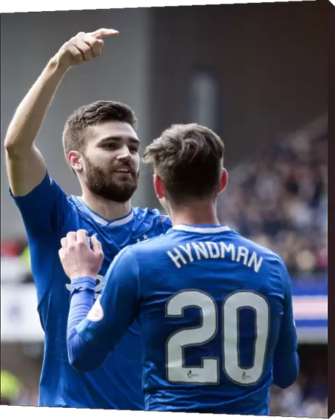 Rangers FC: Toral and Hyndman Celebrate Goal at Ibrox Stadium