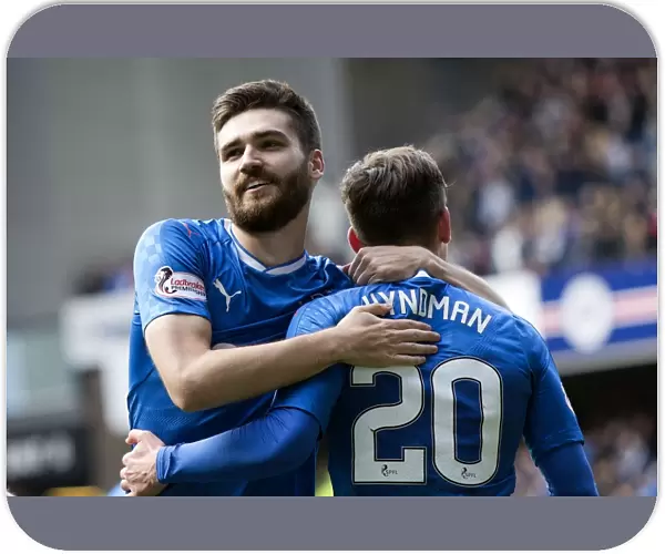 Rangers FC: Toral and Hyndman Celebrate Goal in Ladbrokes Premiership Match vs Partick Thistle at Ibrox Stadium