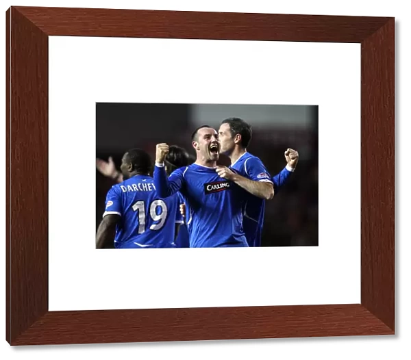 Rangers Kris Boyd Scores and Celebrates with David Weir: A Clydesdale Bank Premier League Goal (2-0 vs Aberdeen at Ibrox)