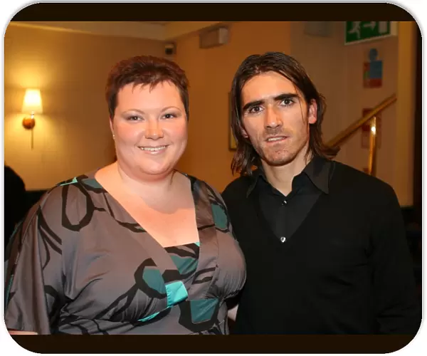 Rangers Football Club Charity Race Night 2008: Pedro Mendes Interacts with Thrilled Fan in Thornton Suite