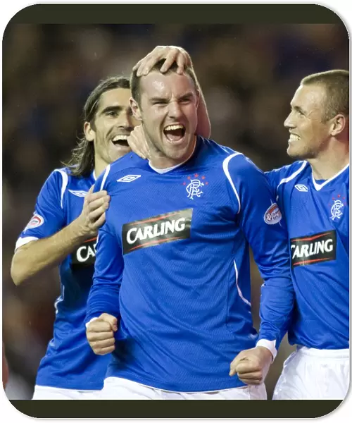 Kris Boyd's Euphoric Moment: Rangers Winning Goal Against Hibernian in Clydesdale Bank Premier League at Ibrox