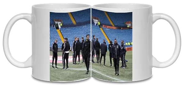 Rangers Players Assessing Rugby Park Pitch Before Kilmarnock Clash in Ladbrokes Premiership