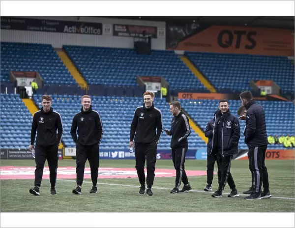Rangers Players Inspecting Rugby Park Pitch Ahead of Kilmarnock Clash in Ladbrokes Premiership