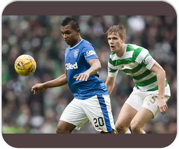 Rangers vs Celtic: Morelos Shields Ball from Ajer in Intense Ladbrokes Premiership Clash at Celtic Park