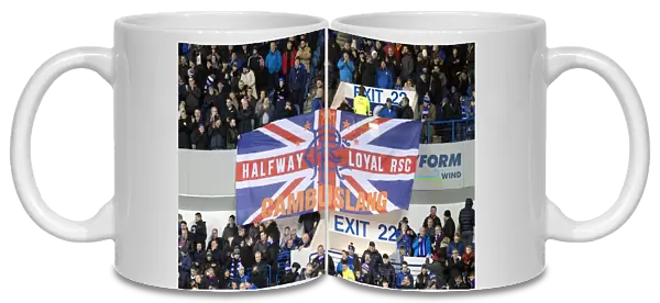 Passionate Rangers Fans Wave Scottish Cup Victory Banner at Ibrox Stadium