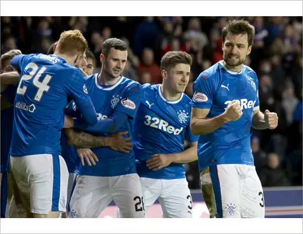 Rangers Victory: Martin and Tavernier Celebrate Penalty Goal at Ibrox Stadium