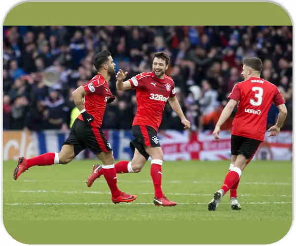 Rangers: Candeias's Thrilling Goal and Euphoric Celebration with Team Mates in Ladbrokes Premiership Victory