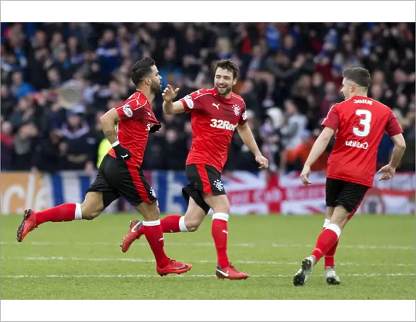 Rangers: Candeias's Thrilling Goal and Euphoric Celebration with Team Mates in Ladbrokes Premiership Victory