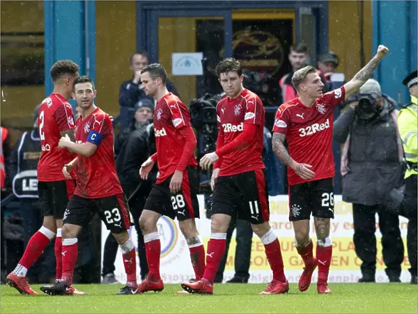 Rangers: Cummings Scores and Celebrates with Team Mates against Ross County in the Ladbrokes Premiership