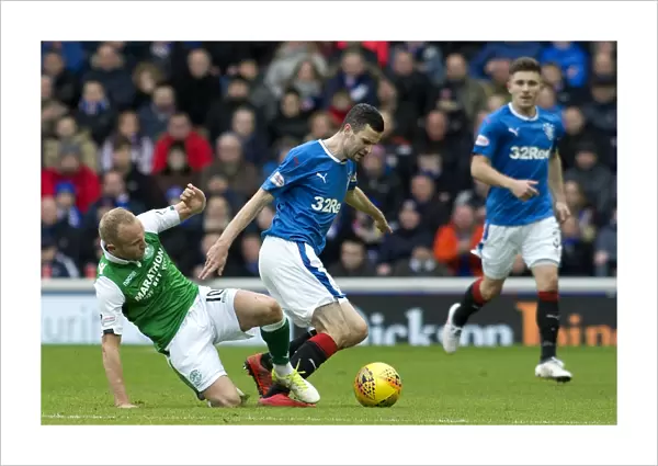 Rangers vs Hibernian: Jamie Murphy Foul by Dylan McGeouch in Ladbrokes Premiership Clash at Ibrox Stadium
