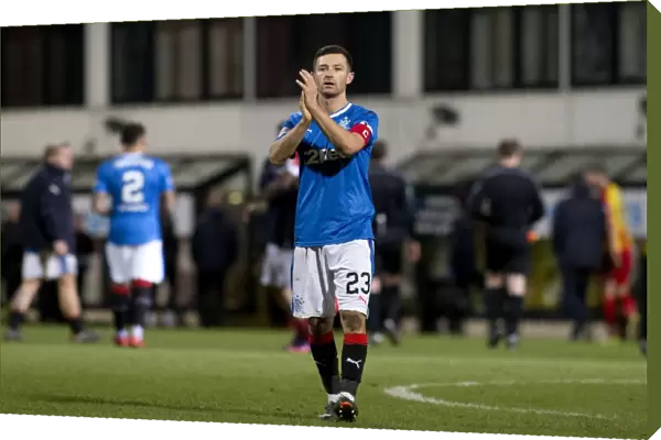Rangers Jason Holt Celebrates with Fans after Victory at Firhill Stadium