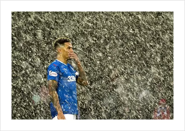 Rangers Tavernier in Disbelief: Snowy Scottish Cup Clash at Ayr United's Somerset Park (2003)