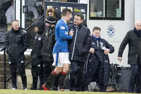 Rangers Manager Graeme Murty Comforts Substituted Josh Windass After Scottish Cup Match