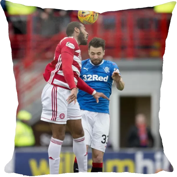 Rangers Russell Martin Soaring High: Heading the Ball in Ladbrokes Premiership Clash at The SuperSeal Stadium