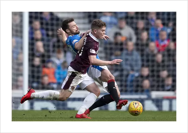 Russell Martin vs Euan Henderson: Intense Tackle in Rangers vs Hearts Ladbrokes Premiership Clash at Ibrox Stadium