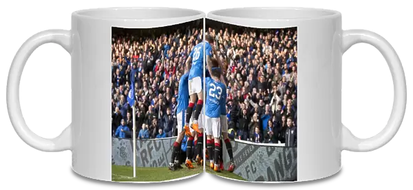 Rangers Defender Russell Martin's Thrilling Goal Celebration: Rangers vs. Heart of Midlothian, Ladbrokes Premiership, Ibrox Stadium