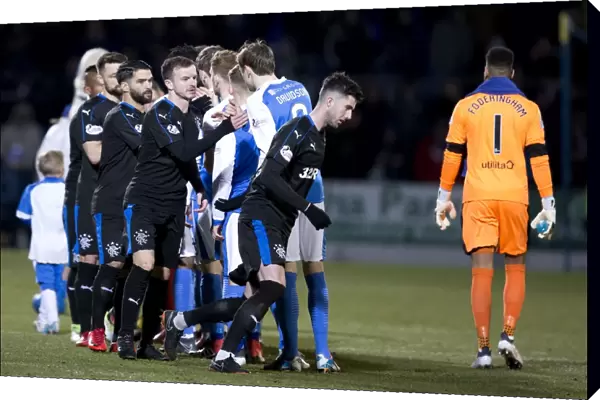 Rangers Andy Halliday Exchanges Post-Match Greetings with St. Johnstone Players at McDiarmid Park