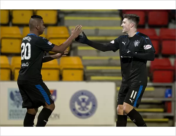 Rangers Windass and Morelos: Celebrating a Goal in McDiarmid Park
