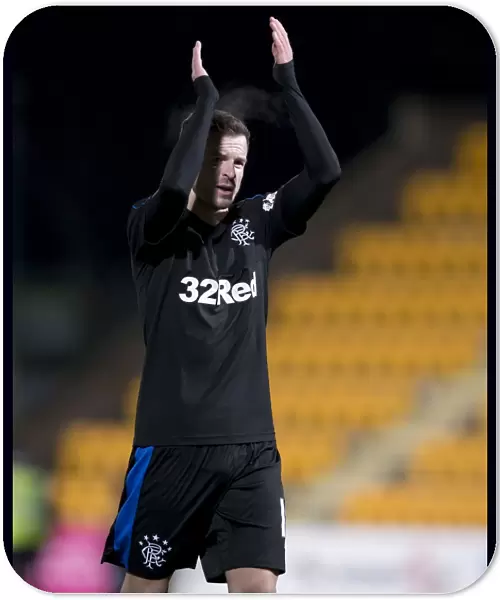 Rangers Andy Halliday Celebrates McDiarmid Park Victory: Salute to the Fans (Ladbrokes Premiership)