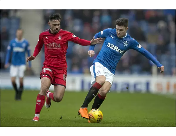 Rangers vs Falkirk: Intense Scottish Cup Quarterfinal Showdown - Josh Windass Protects the Ball from Reghan Tumilty at Ibrox Stadium