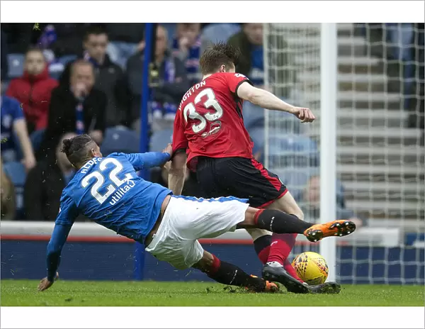 Rangers vs Dundee: Bruno Alves Fouls Craig Wighton - Intense Moment in Ladbrokes Premiership Clash at Ibrox Stadium
