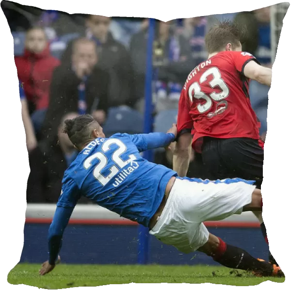 Rangers vs Dundee: Bruno Alves Fouls Craig Wighton - Intense Moment in Ladbrokes Premiership Clash at Ibrox Stadium