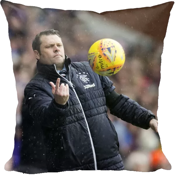 Graeme Murty in Action: Rangers Manager Throws Ball at Ibrox Stadium, Ladbrokes Premiership Match vs Dundee (Scottish Cup Winner 2003)