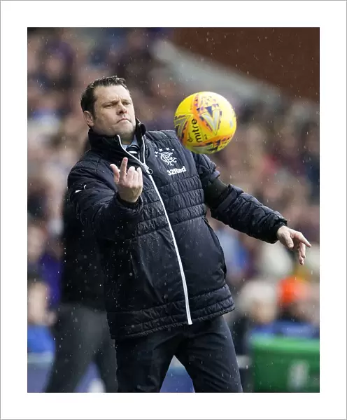 Graeme Murty in Action: Rangers Manager Throws Ball at Ibrox Stadium, Ladbrokes Premiership Match vs Dundee (Scottish Cup Winner 2003)