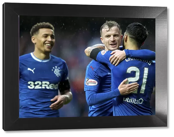 Rangers: Candeias and Halliday Celebrate Goal Victory at Ibrox Stadium