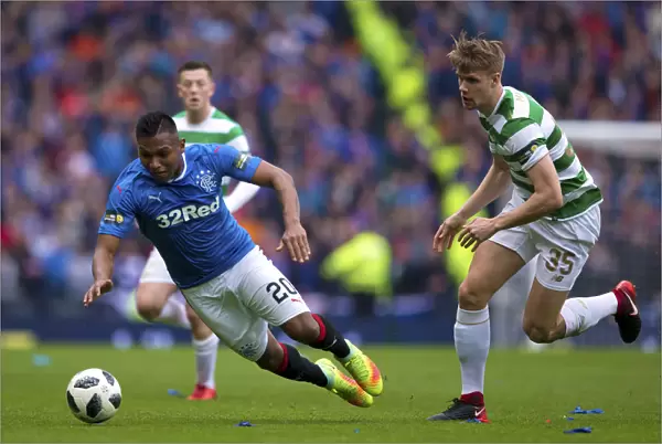 Intense Rivalry: Morelos vs Ajer at the Scottish Cup Semi-Final - Rangers vs Celtic, Hampden Park