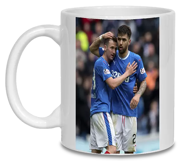 Rangers: Candeias and Holt in Unison - Celebrating a Goal at Ibrox Stadium