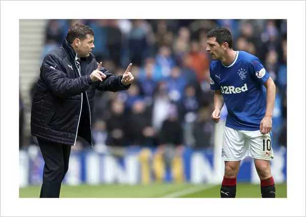 Rangers Manager Graeme Murty Consults with Graham Dorrans at Ibrox Stadium (Scottish Cup Champions 2003)