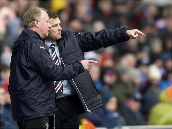 Rangers Manager Graeme Murty and Assistant Manager Jimmy Nicholl Strategize at Ibrox Stadium