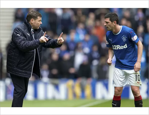 Rangers Manager Graeme Murty Consulting with Graham Dorrans at Ibrox Stadium: Scottish Cup Victory (2003)