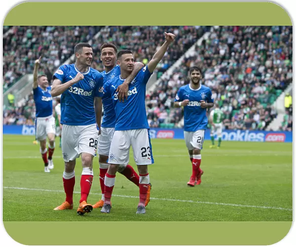 Rangers: Jason Holt's Thrilling Goal and Celebration with Team Mates in Ladbrokes Premiership Match at Easter Road