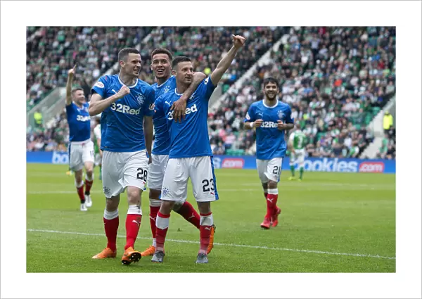 Rangers: Jason Holt's Thrilling Goal and Celebration with Team Mates in Ladbrokes Premiership Match at Easter Road