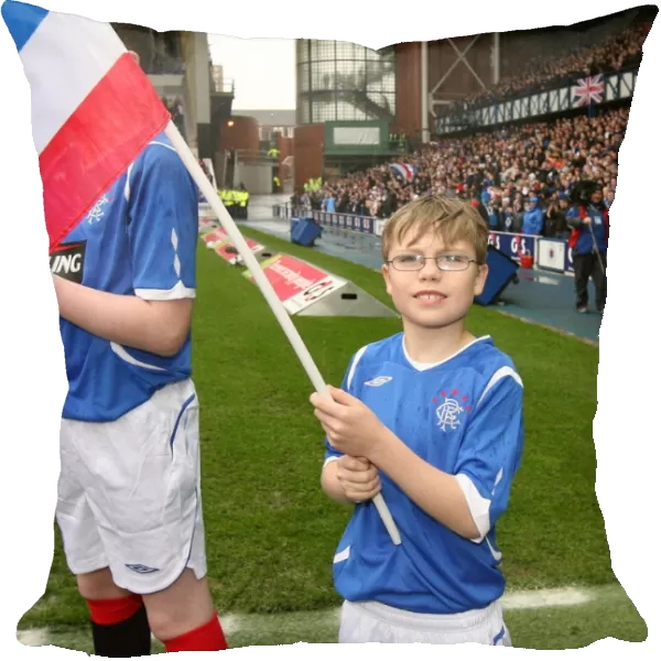 Rangers Flag Bearers Triumph: Celebrating Victory over Celtic (1-0) at Ibrox