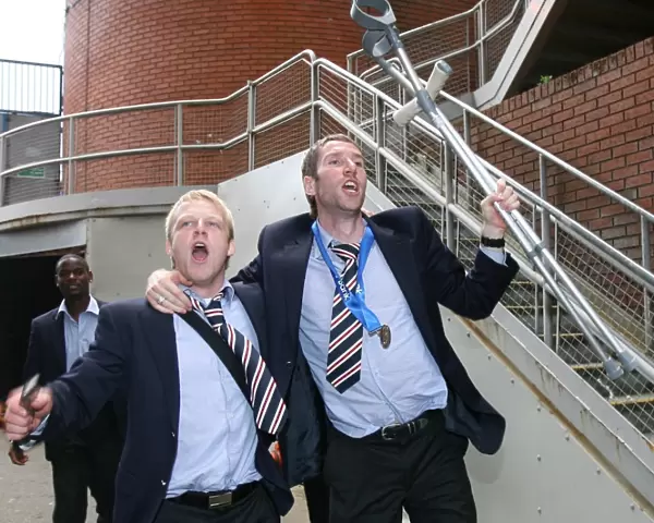 Champions Welcome Home: Rangers FC's Triumphant Return to Ibrox after Winning the 2008-09 Clydesdale Bank Premier League Title - Kirk Broadfoot and Stevie Naismith's Emotional Reunion