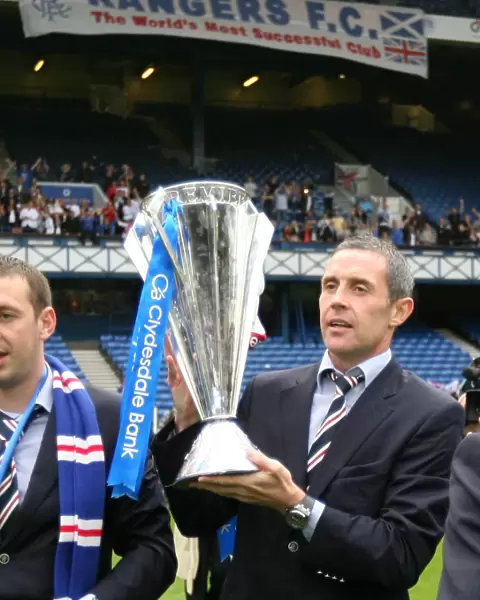 Rangers Football Club: Triumphant Moment with David Weir and the 2008-09 Clydesdale Bank Premier League Championship Trophy at Ibrox