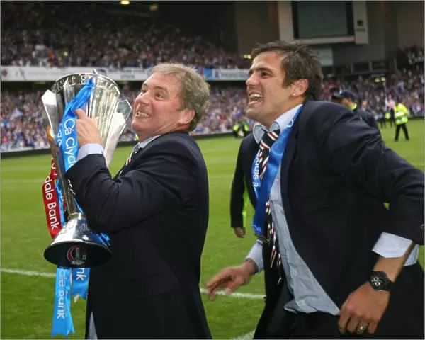 Rangers Football Club: Ally McCoist and Nacho Novo Celebrate 2008-09 Clydesdale Bank Premier League Championship Title Win at Ibrox