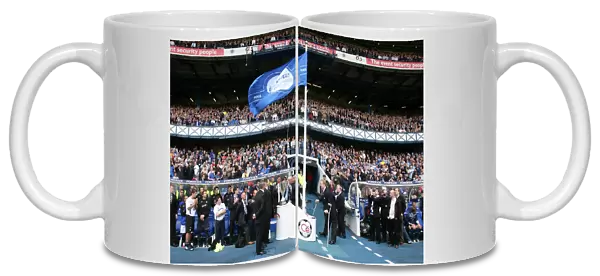 Rangers Football Club: Celebrating Scottish Premier League Championship - Sir David Murray Unveils the Champion Flag at Ibrox Stadium