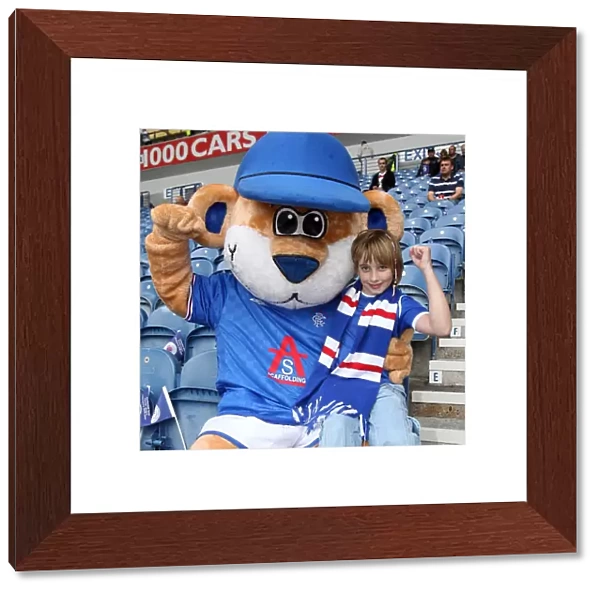 Roaring Rangers: Rebecca Campbell and Broxi Bear at Ibrox Stadium