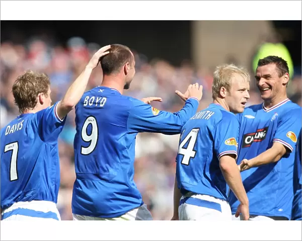 Rangers: Kris Boyd and Teammates Celebrate Euphorically After His Goal Against Hamilton (4-1) in the Clydesdale Bank Premier League at Ibrox