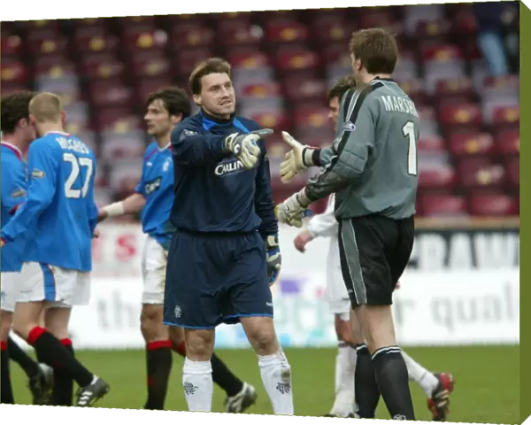 Moment of Triumph: Rangers Stefan Klos and Gordon Marshall Secure Win Against Motherwell (April 4, 2004)