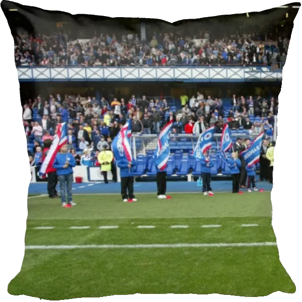 Battle at Ibrox Stadium: Rangers vs Aberdeen - Flag Bearers Guard the Field (0-0)