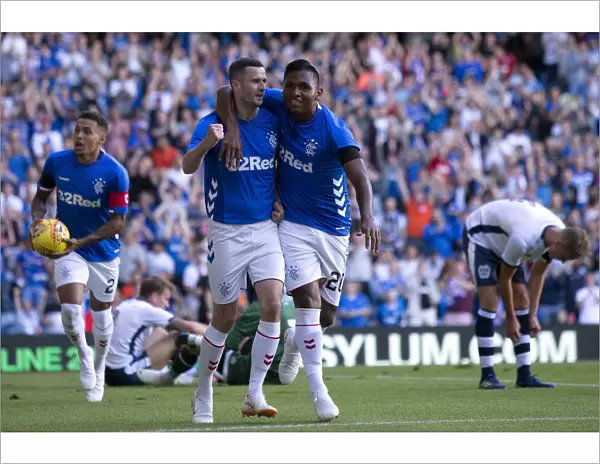 Rangers Football Club: Murphy and Morelos Celebrate Goal in Pre-Season Friendly at Ibrox Stadium