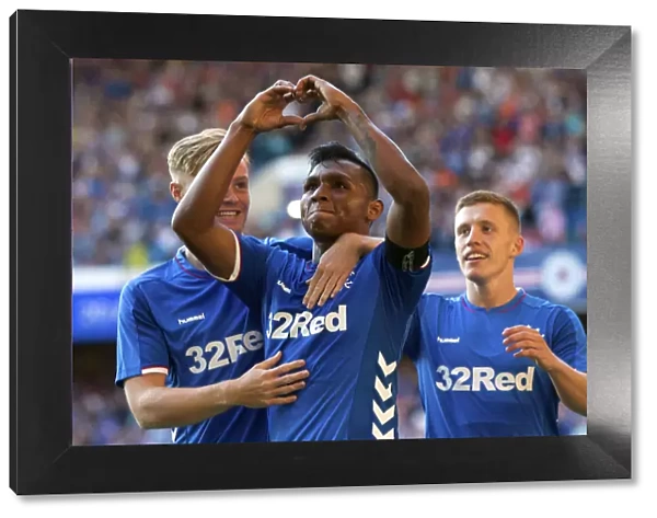 Rangers: Morelos Scores and Celebrates with Wilson and Docherty in Pre-Season Victory at Ibrox